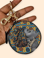 Crowned Ankara Circular Coin Pouch Bag Charm QR0TV277