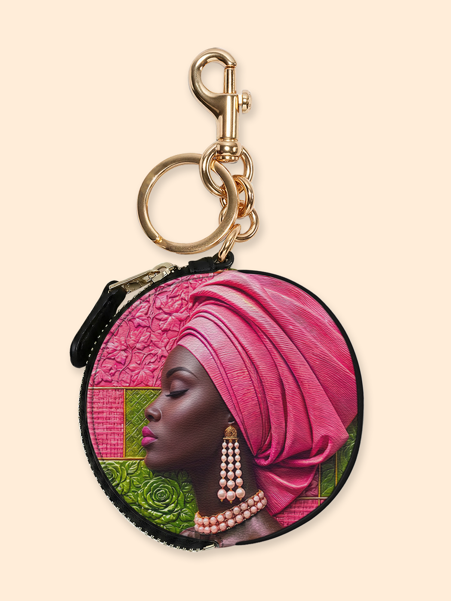🎁 Pink Sovereign Circular Coin Pouch Bag Charm QR0TD709 (100% off)