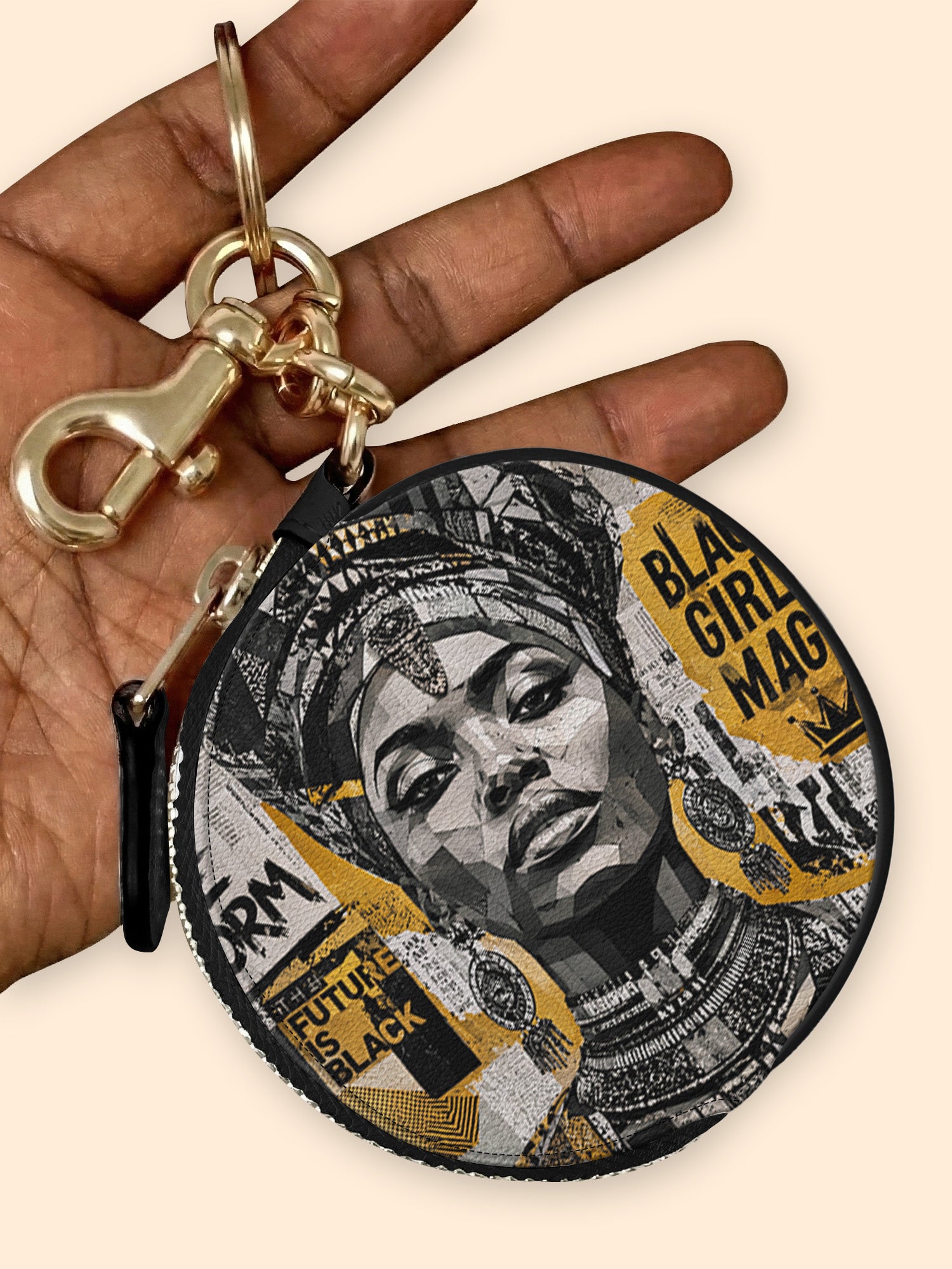 Golden Era Pulse Circular Coin Pouch Bag Charm QR0HH210