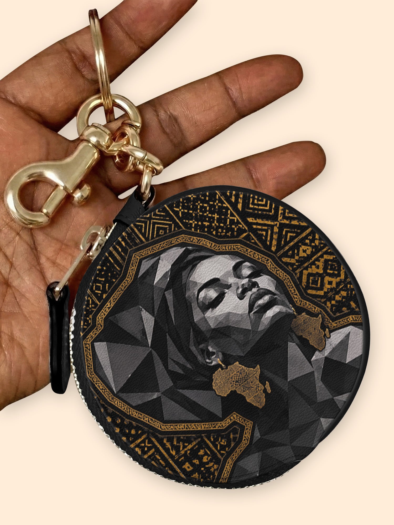 Golden Heritage Circular Coin Pouch Bag Charm QR0HH209