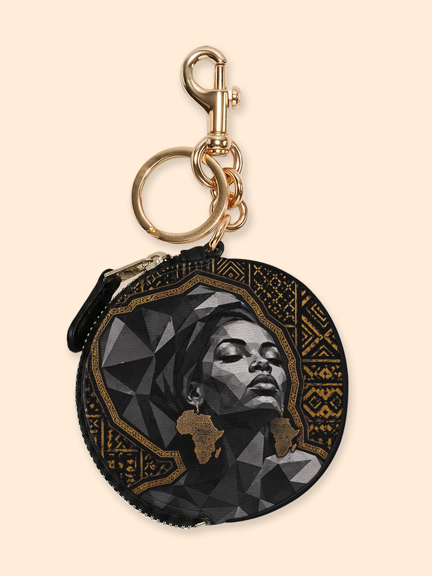 Golden Heritage Circular Coin Pouch Bag Charm QR0HH209