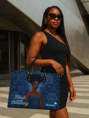 Black And Blooming Premium Leather Handbag