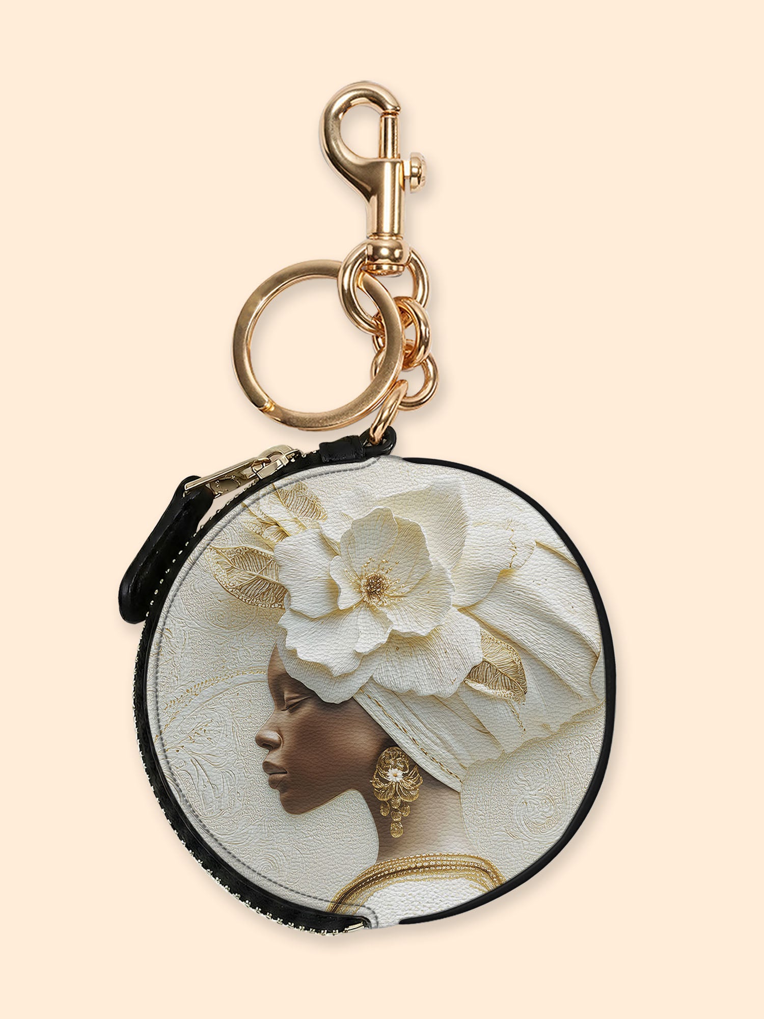 Pearl Serenity Circular Coin Pouch Bag Charm QR0TV193