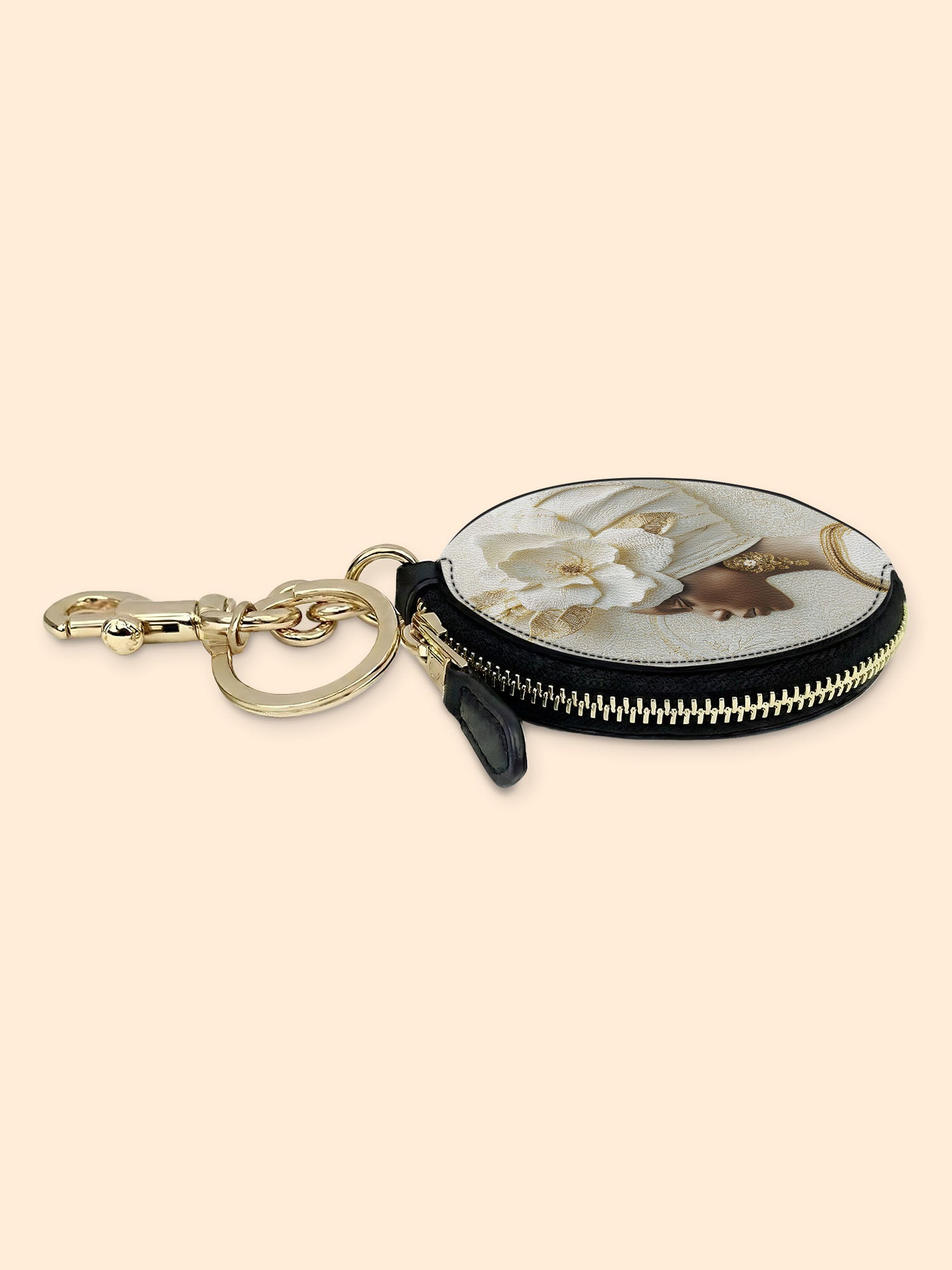 Pearl Serenity Circular Coin Pouch Bag Charm QR0TV193