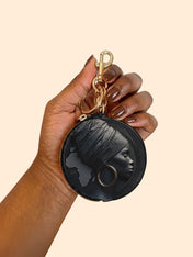 Pure Ebony Circular Coin Pouch Bag Charm QR0TD287