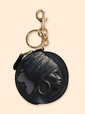 Pure Ebony Circular Coin Pouch Bag Charm QR0TD287