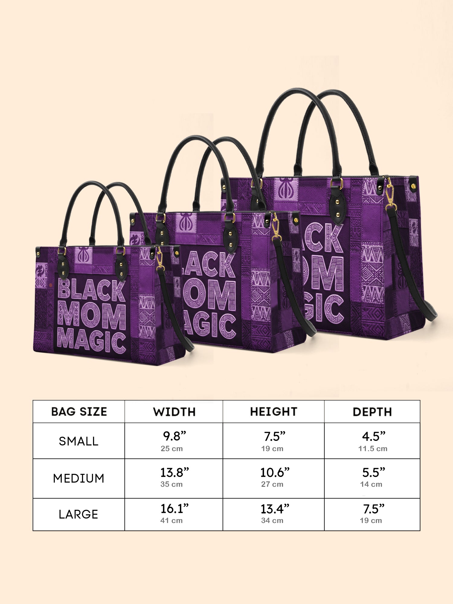 Black Mom Magic Amethyst Premium Leather Handbag QR0TD661