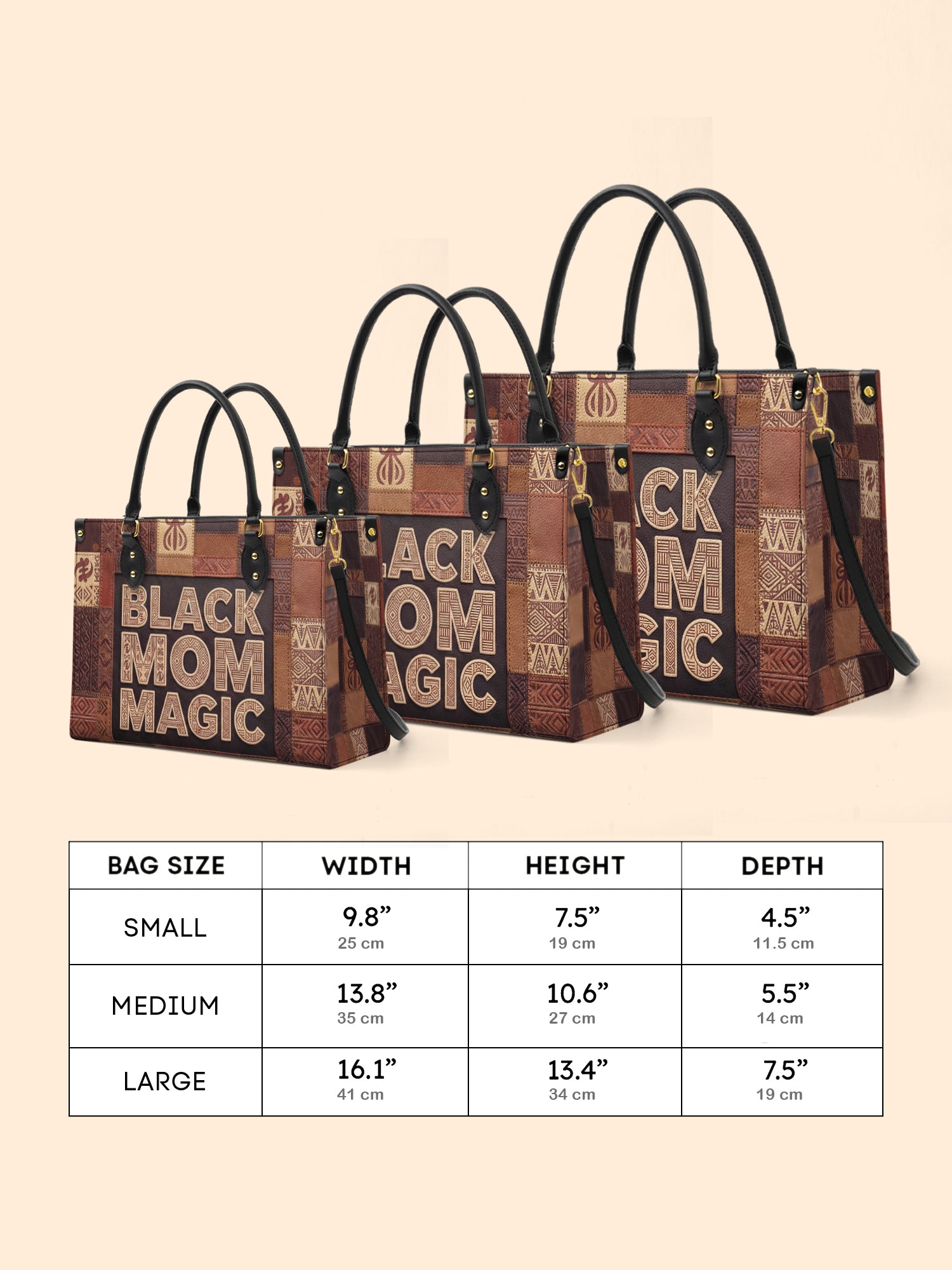 Black Mom Magic Premium Leather Handbag QR0TD657
