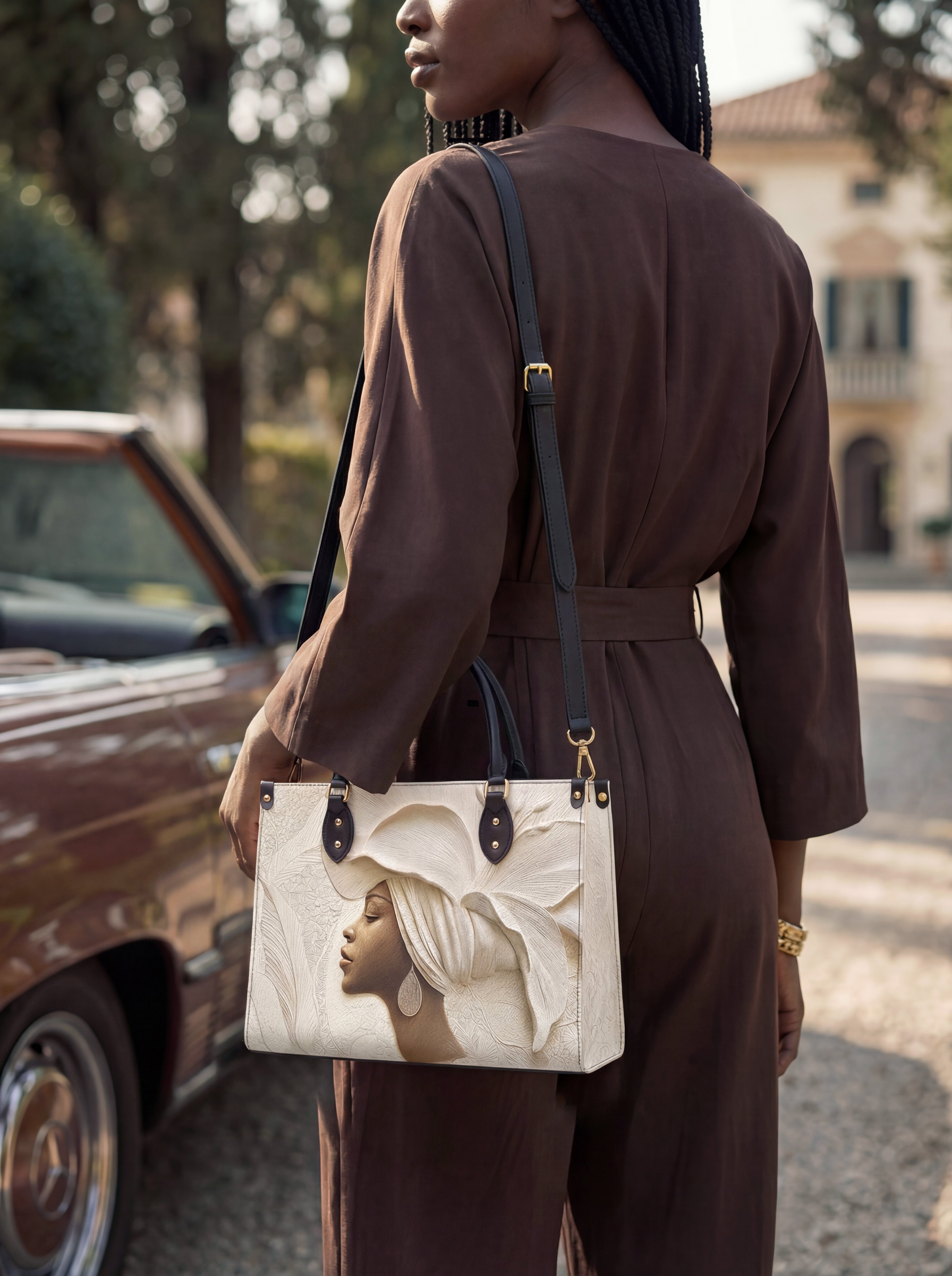 Ivory Blossom Premium Leather Handbag QR0TV067