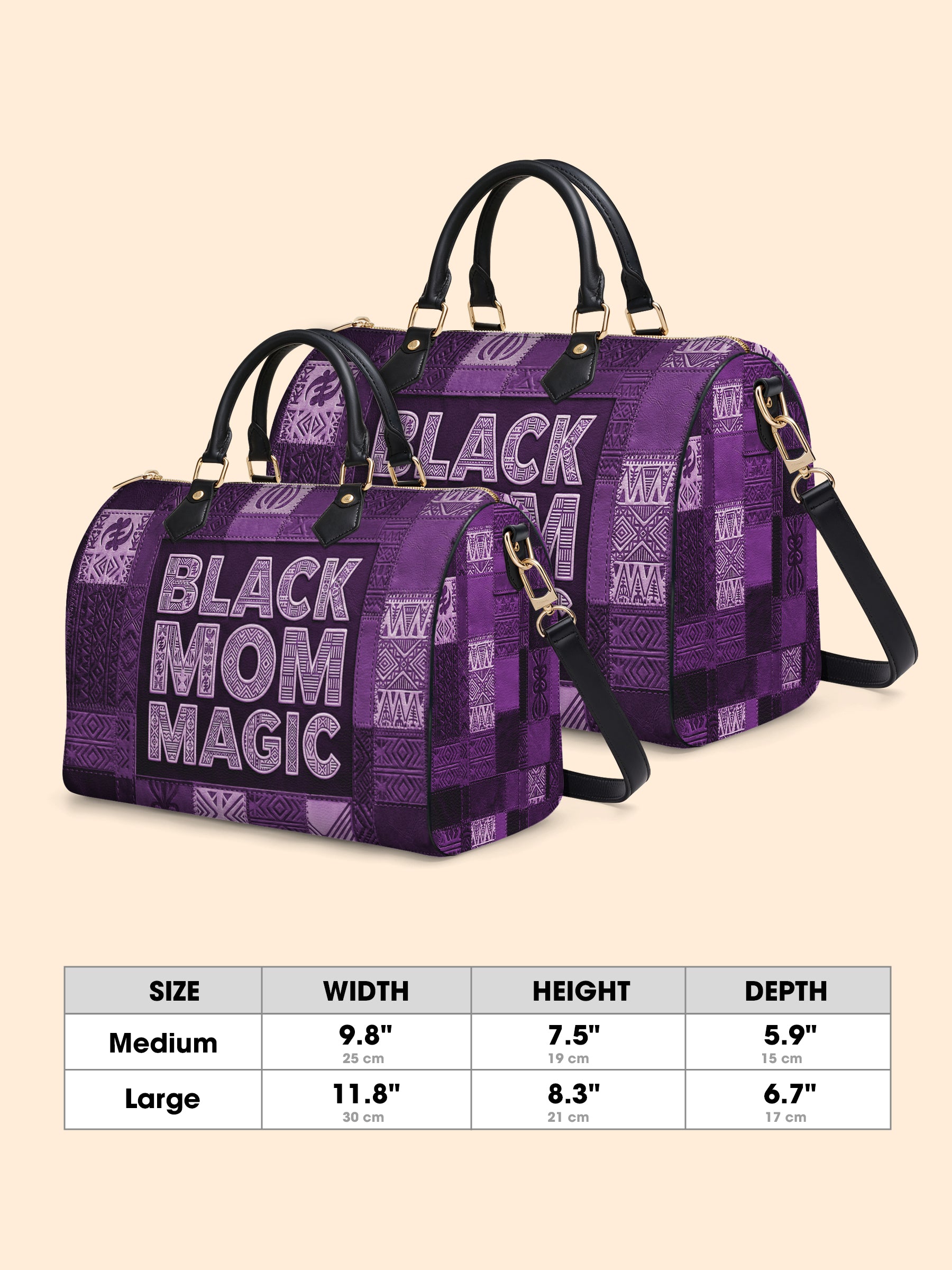 Black Mom Magic Amethyst Leather Boston Bag QR0TD661