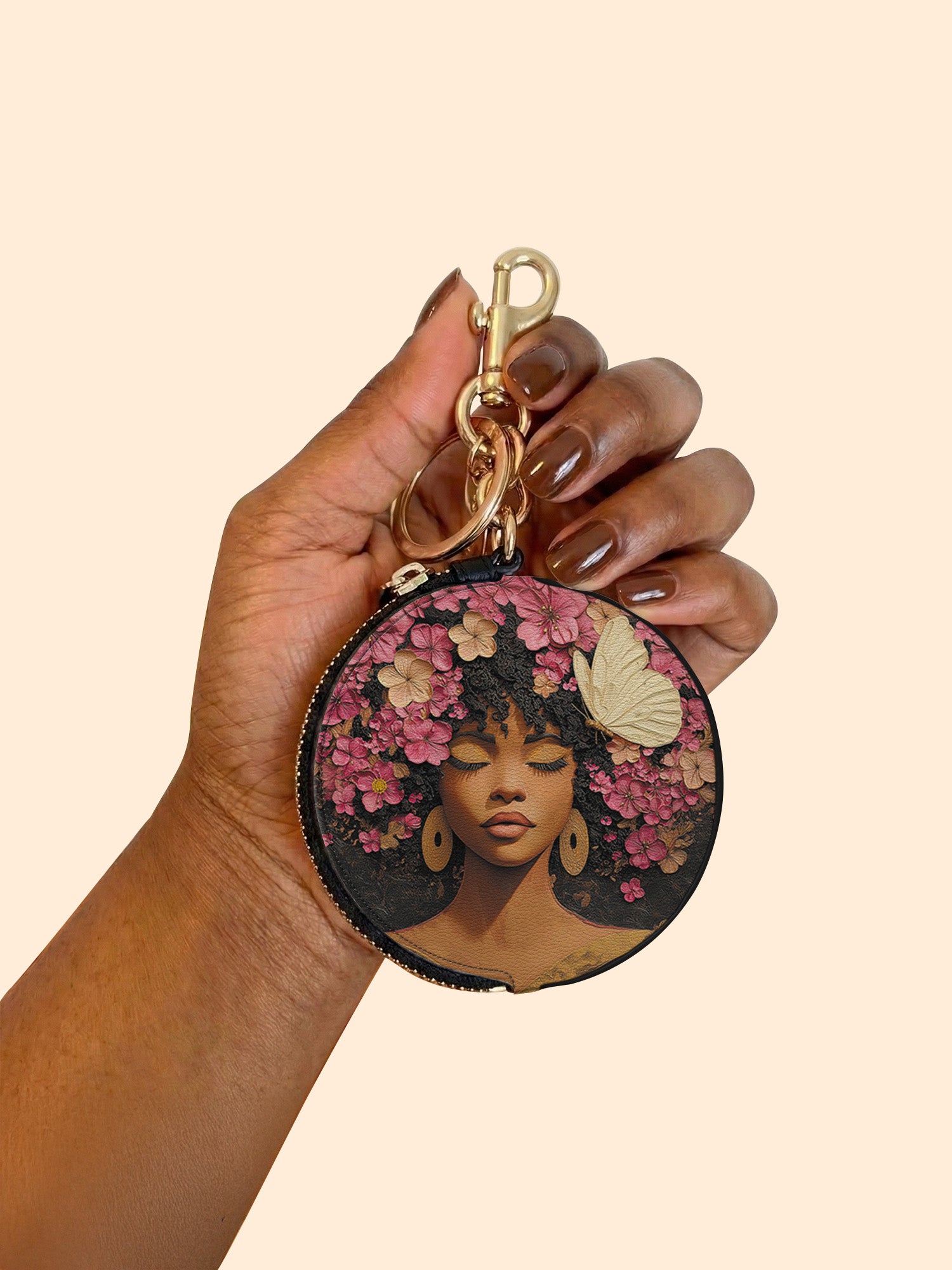 Maua Queen Circular Coin Pouch Bag Charm QR0HH055