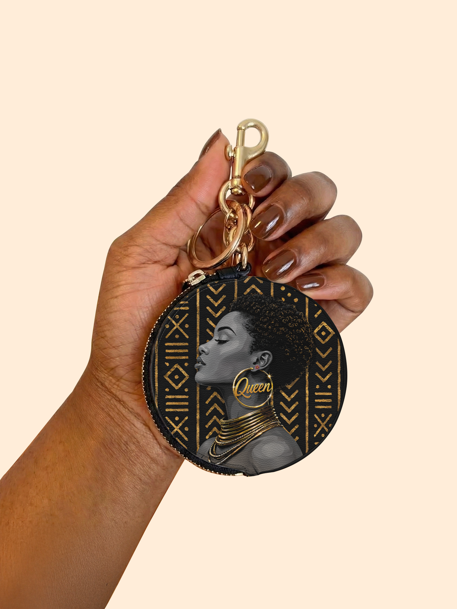 Royal Melanin Circular Coin Pouch Bag Charm QR0TV278