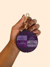 Purple Affirmations Circular Coin Pouch Bag Charm QR0XD1048