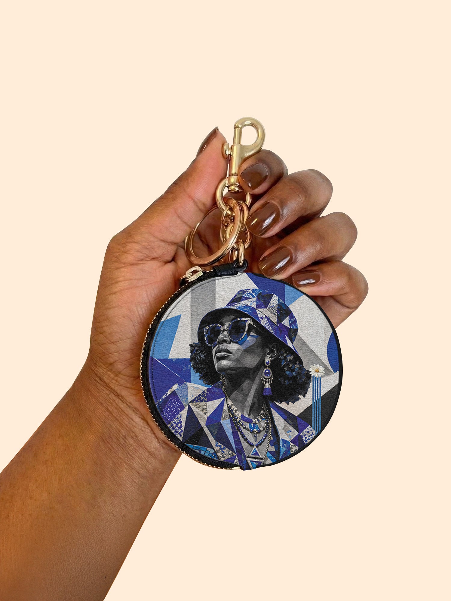Sapphire Dove Circular Coin Pouch Bag Charm QR0HH214