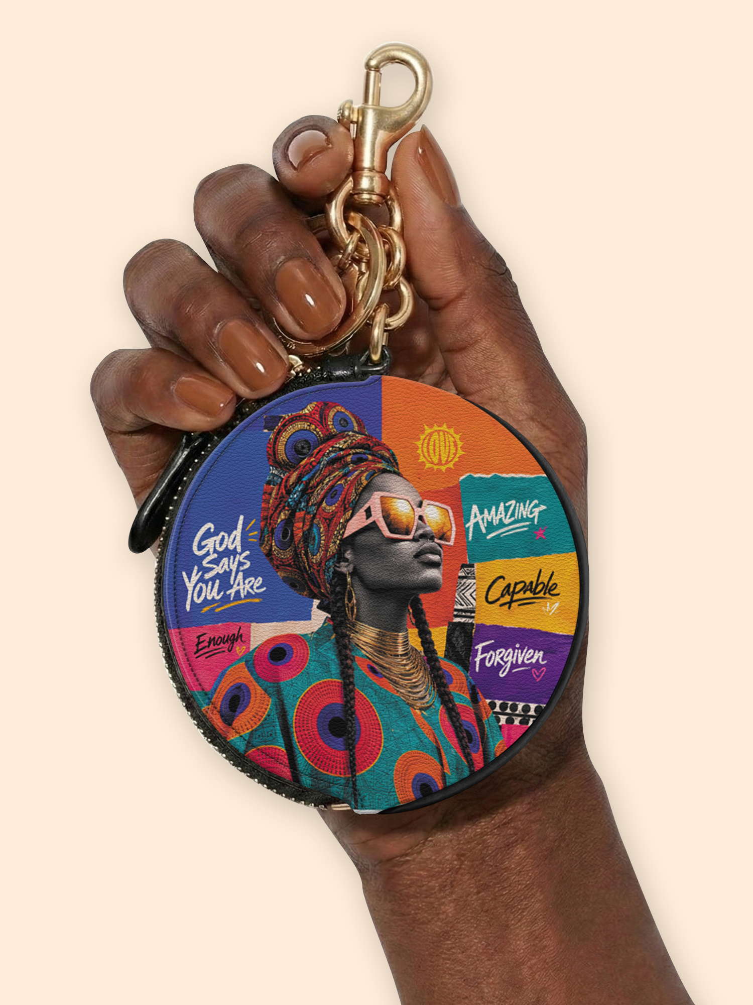 Boldly Blessed Circular Coin Pouch Bag Charm QR0TV275