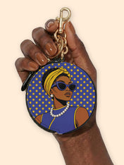 Blue Gold Legacy Circular Coin Pouch Bag Charm QR0TV286