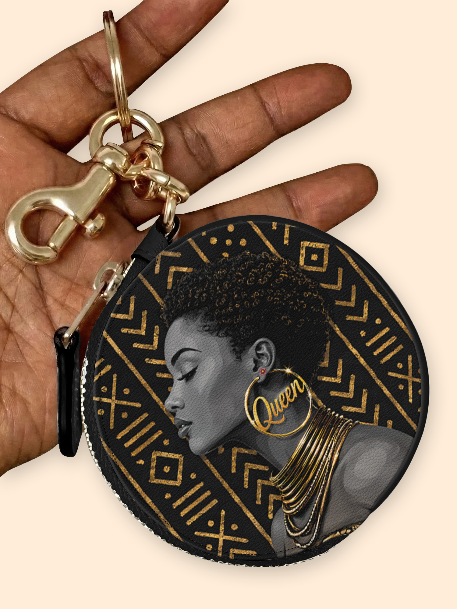 Royal Melanin Circular Coin Pouch Bag Charm QR0TV278