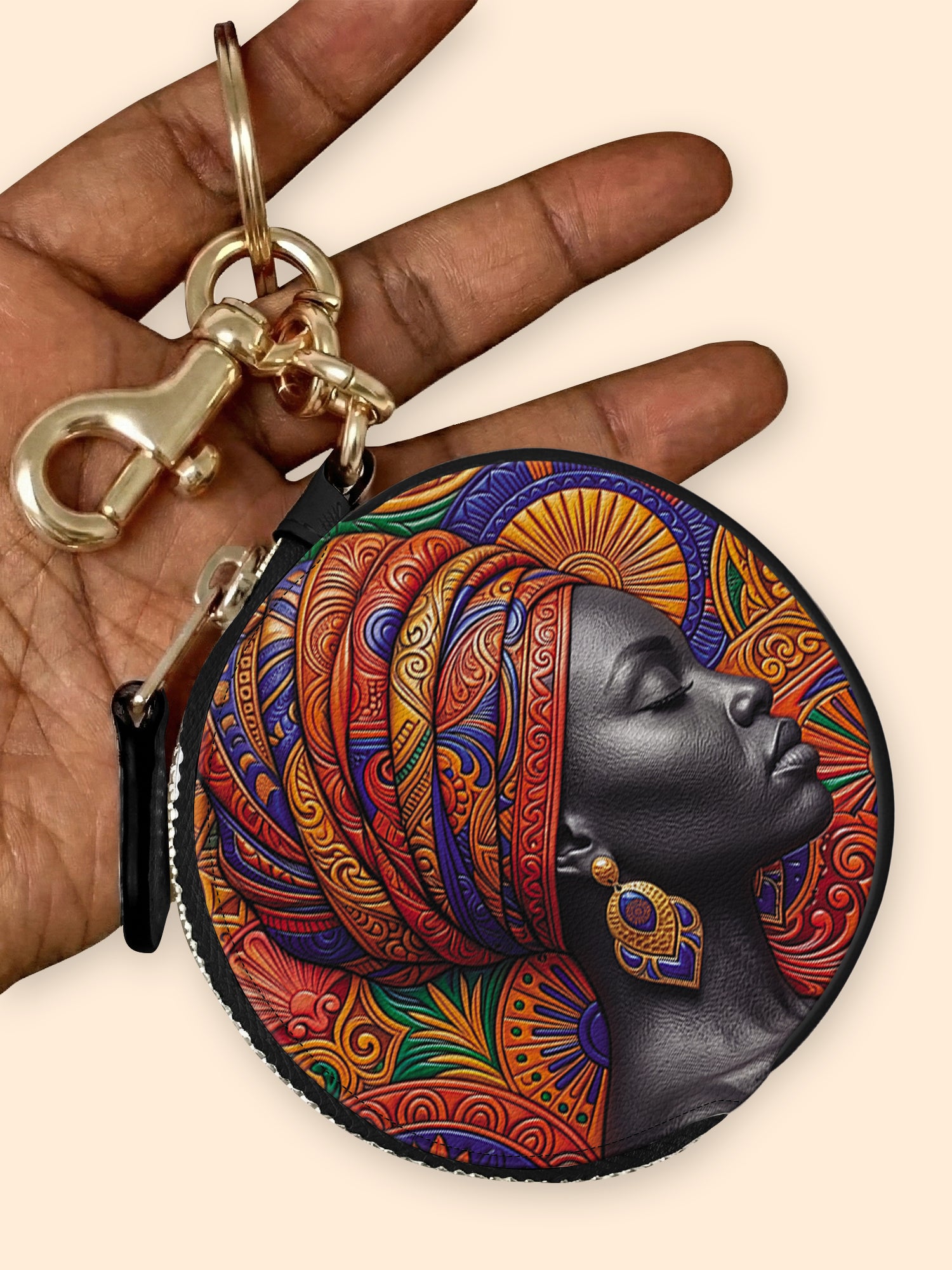 Ancestral Veil Circular Coin Pouch Bag Charm QR0TD701