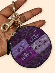 Purple Affirmations Circular Coin Pouch Bag Charm QR0XD1048