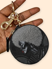 Silver Crown Matriarch Circular Coin Pouch Bag Charm QR0XD1034