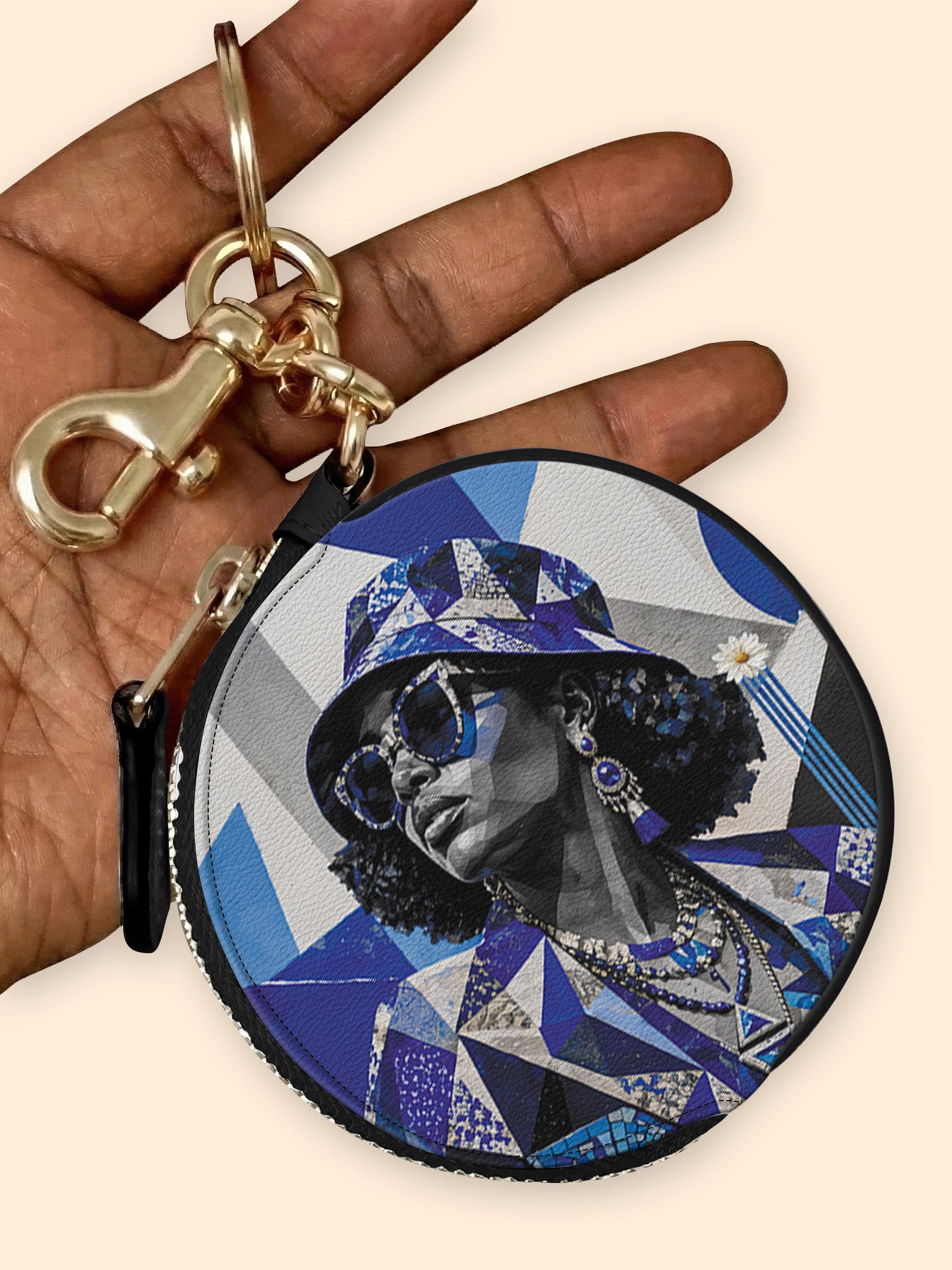 Sapphire Dove Circular Coin Pouch Bag Charm QR0HH214