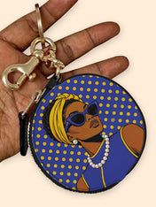 Blue Gold Legacy Circular Coin Pouch Bag Charm QR0TV286