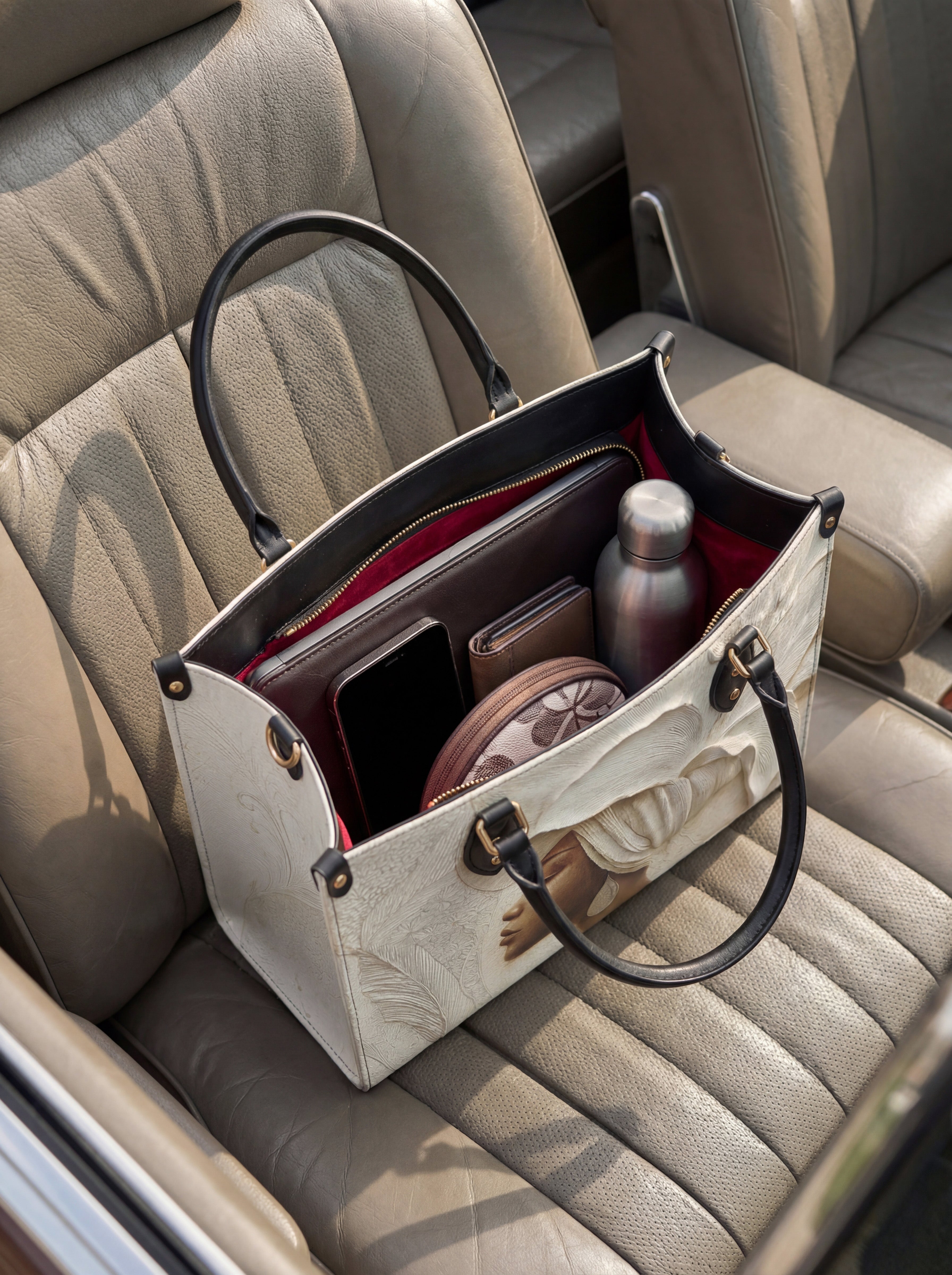 Ivory Blossom Premium Leather Handbag QR0TV067