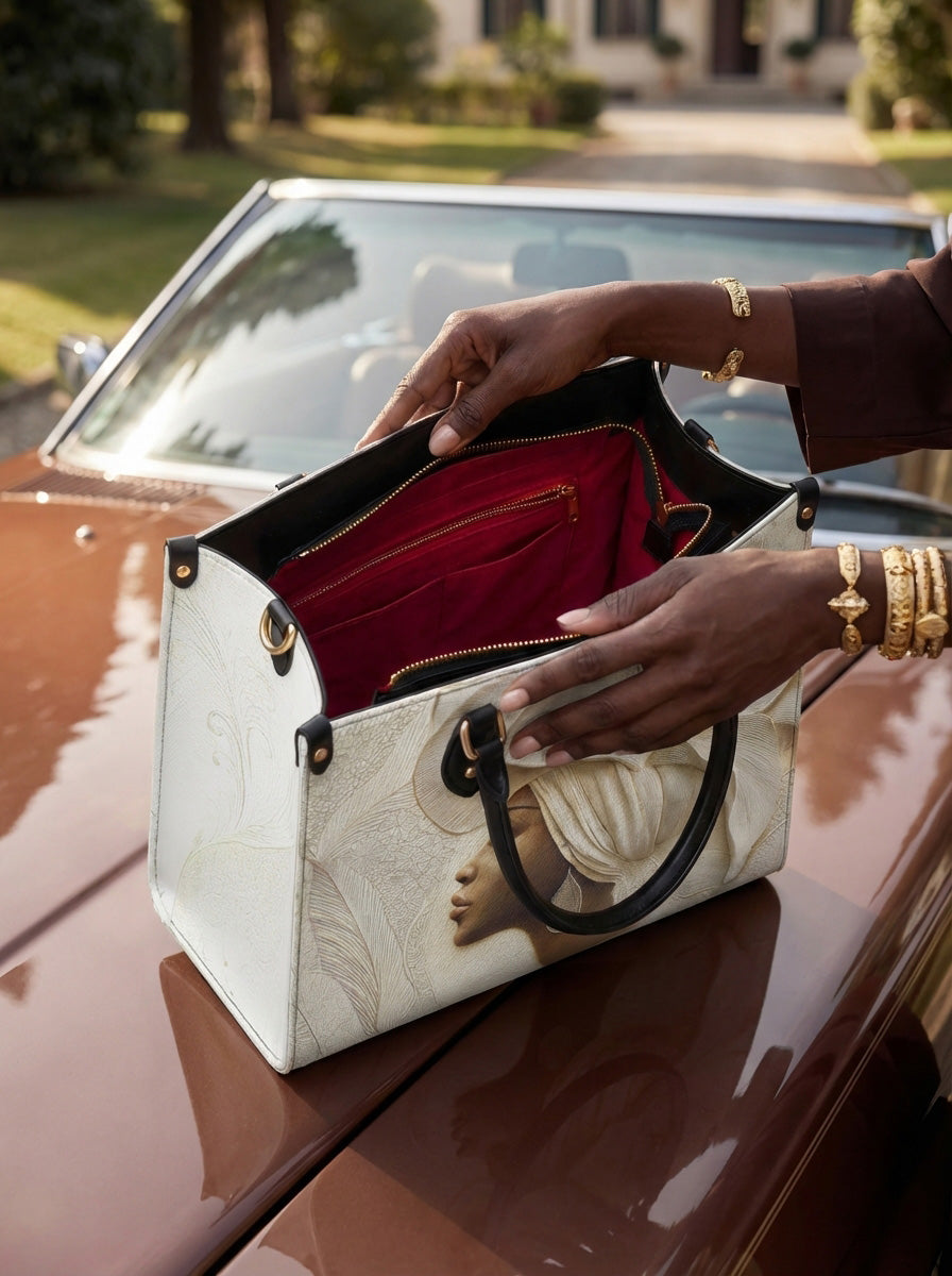 Ivory Blossom Premium Leather Handbag QR0TV067
