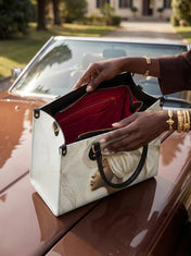 Ivory Blossom Premium Leather Handbag QR0TV067