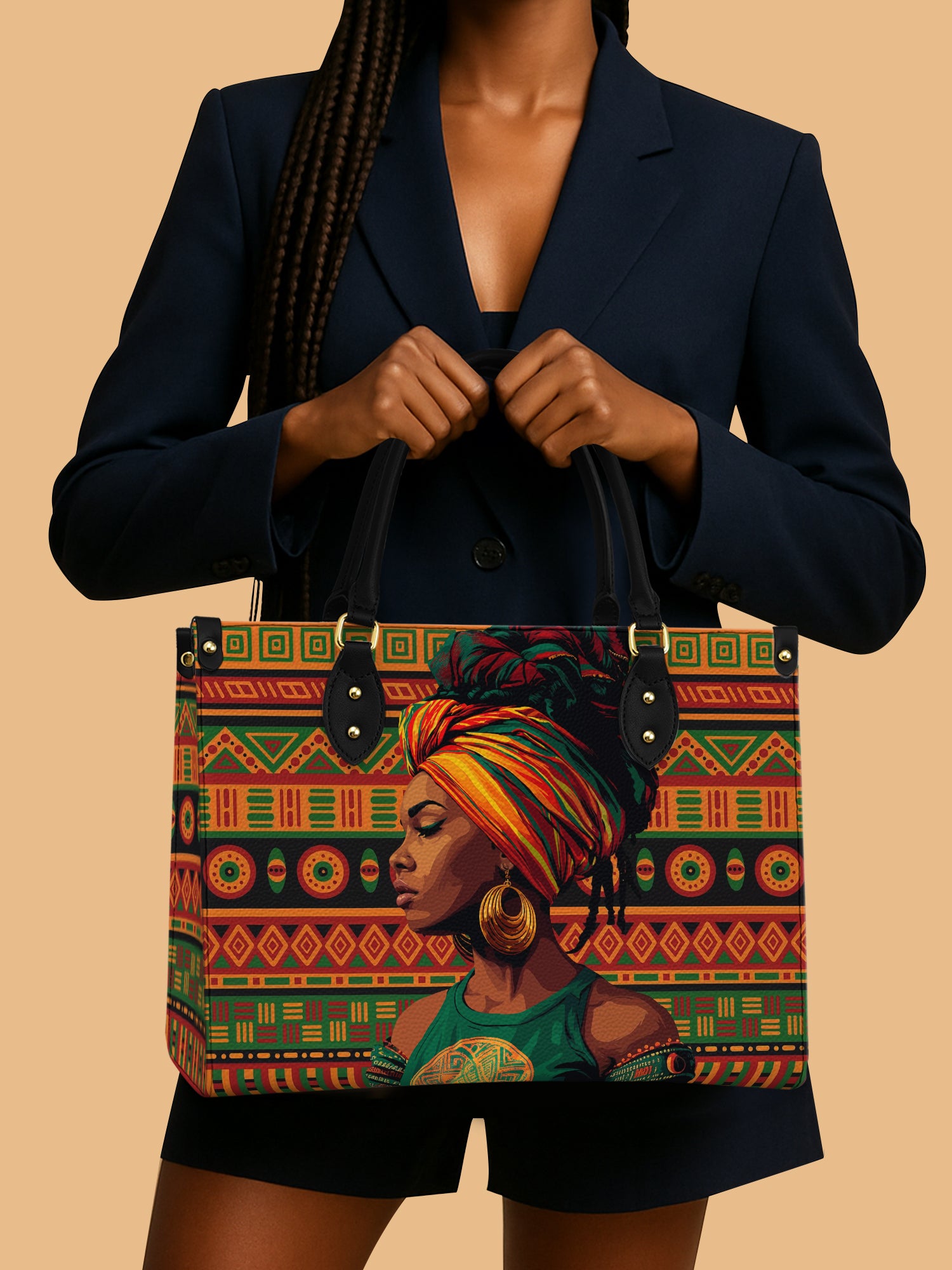 Kente Soul Premium Leather Handbag QR0TV209