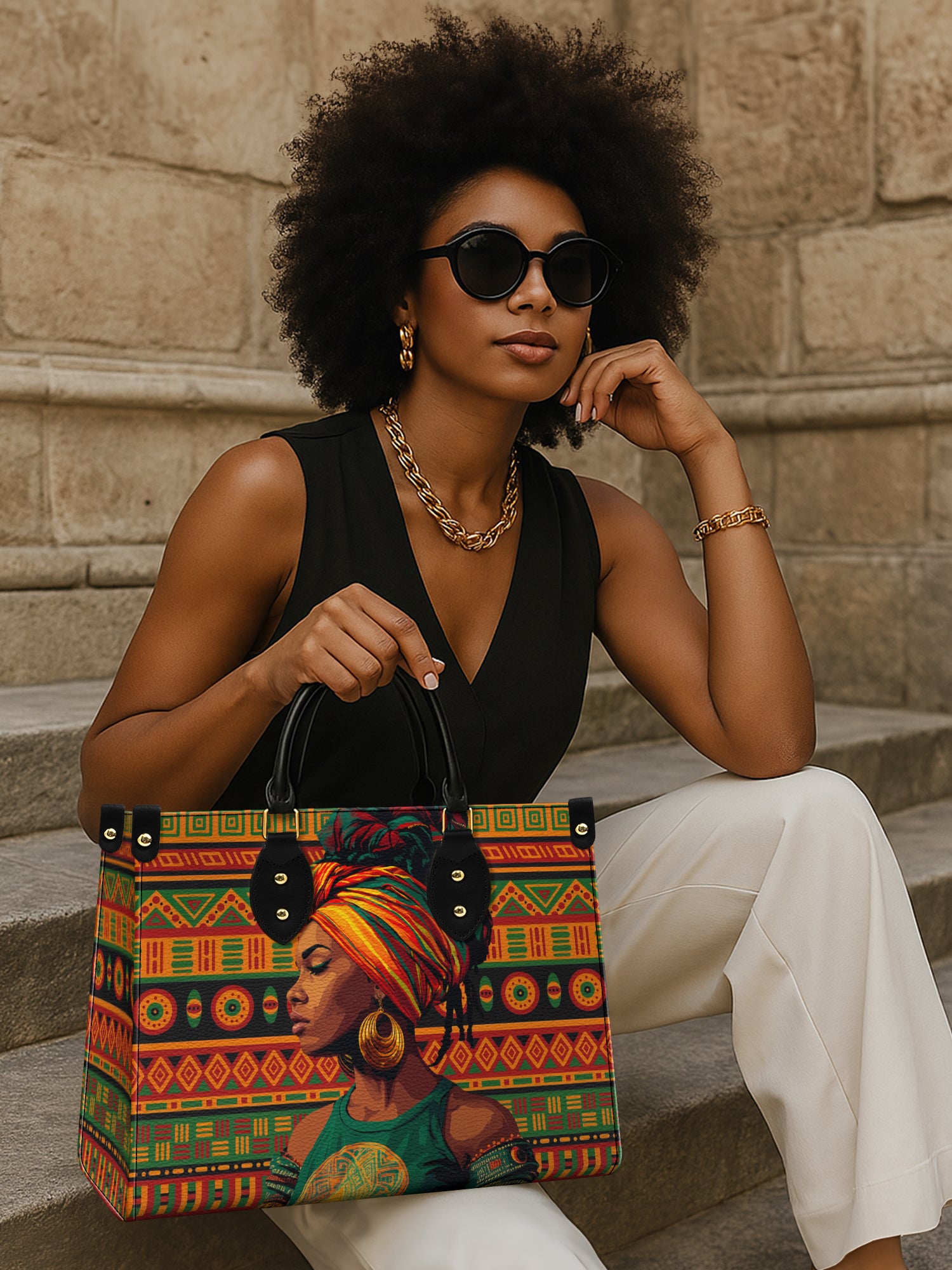 Kente Soul Premium Leather Handbag QR0TV209