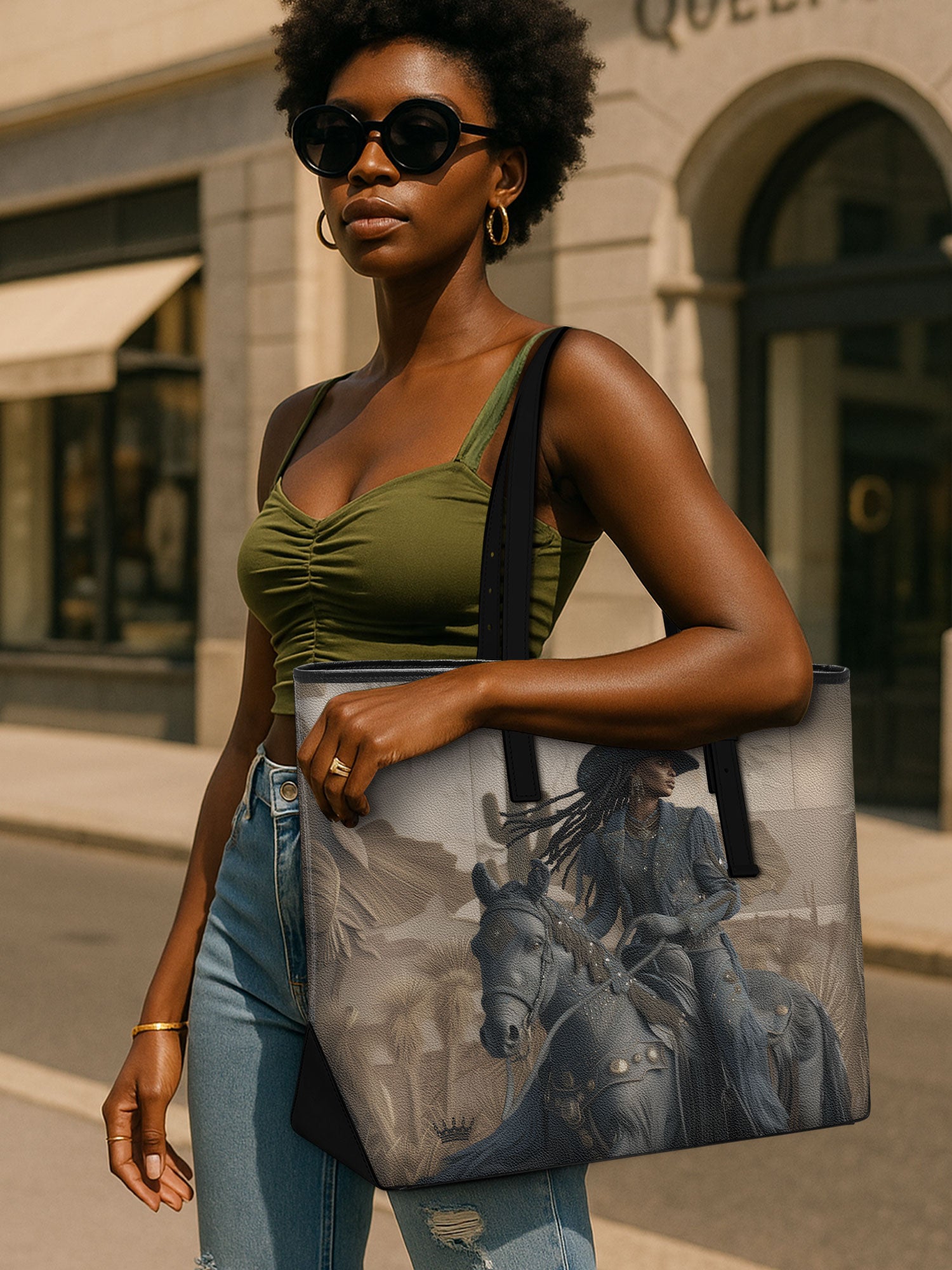 Sunkissed Spurs Sleek Leather Tote QR0TD076