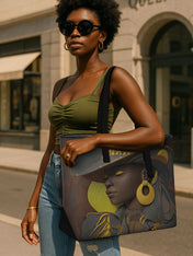 Desert Crown Sleek Leather Tote QR0TD109