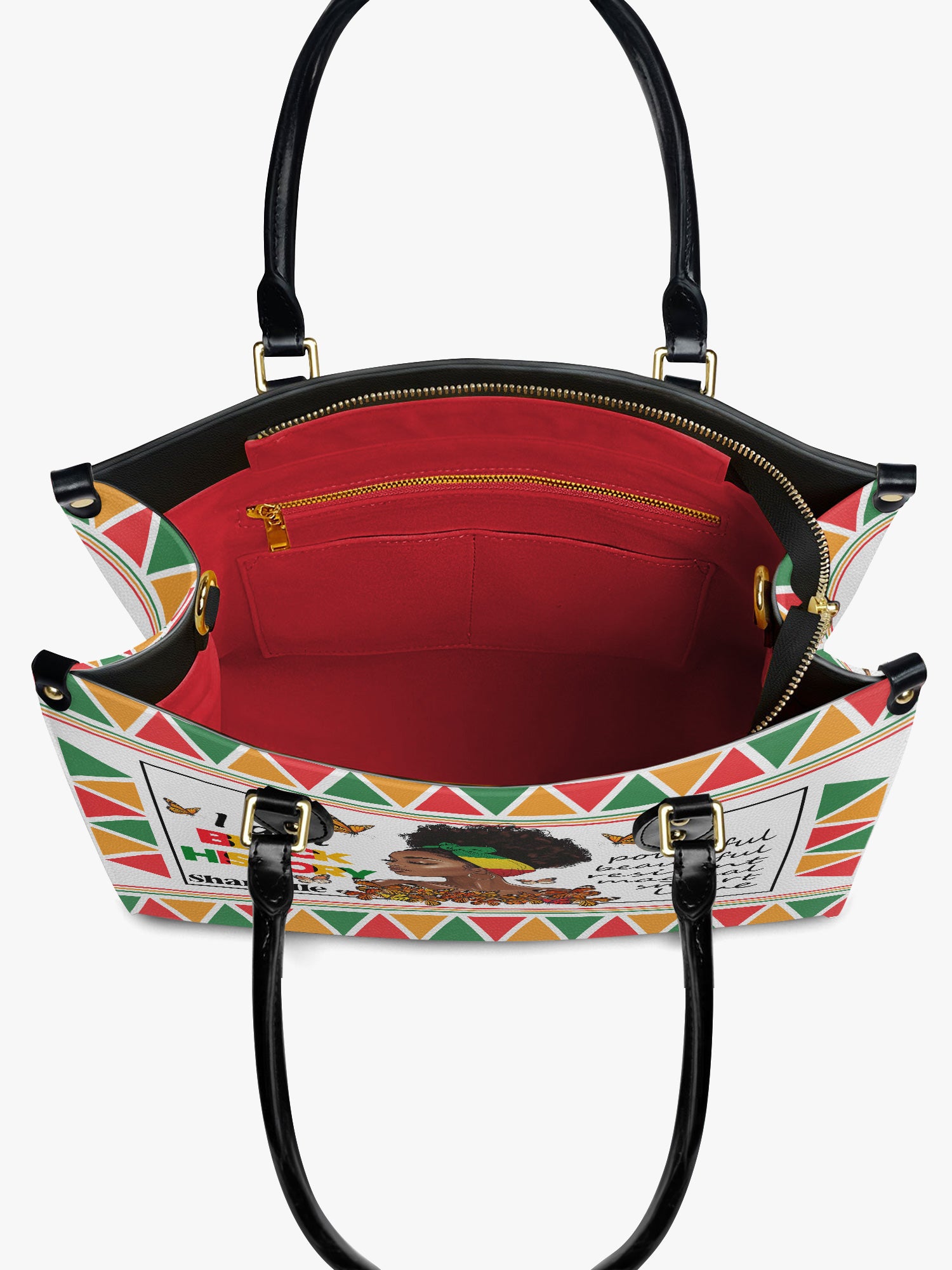 Black History Power Premium Leather Handbag
