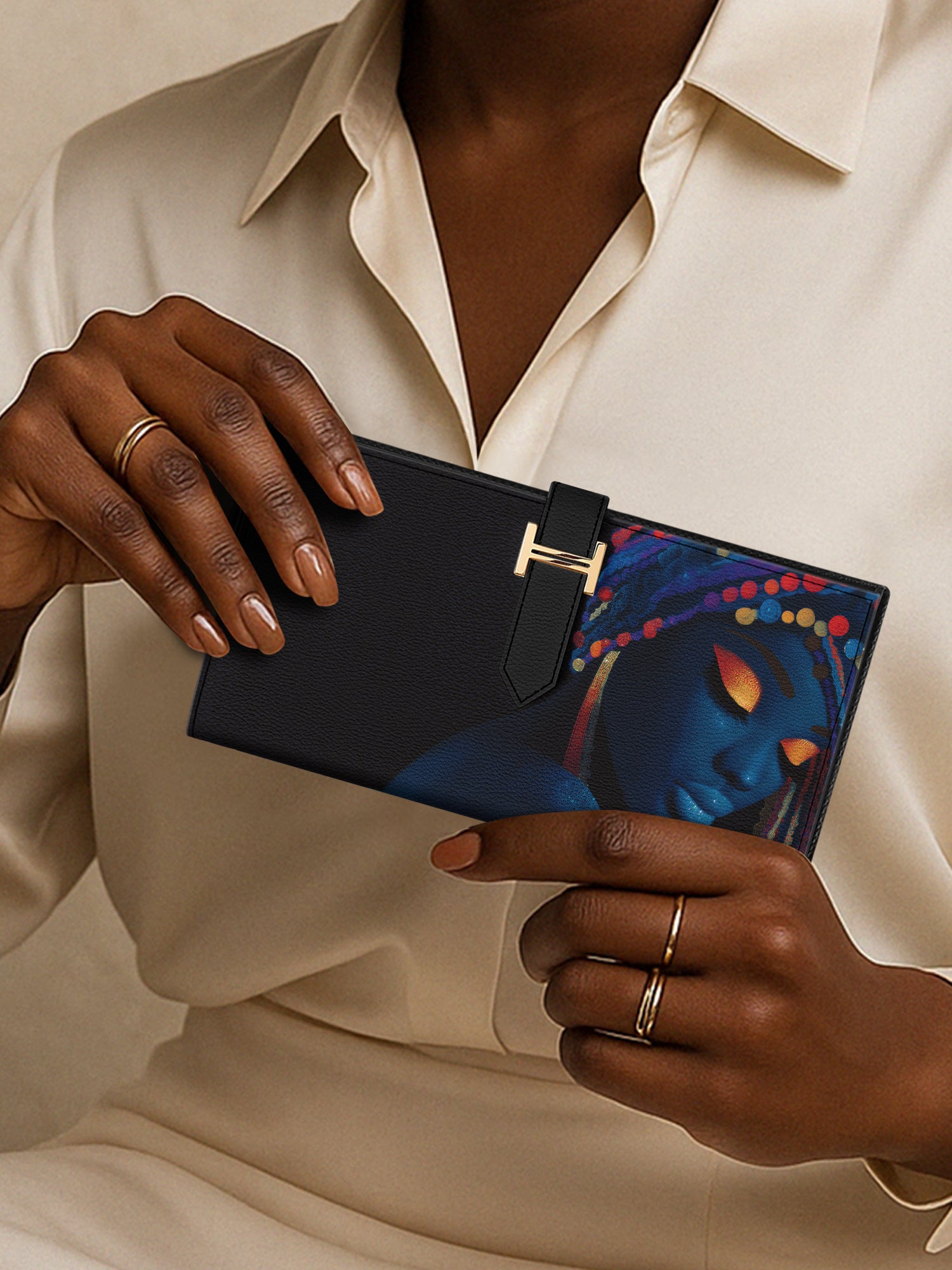 Velvet Hex Tab Closure Wallet QR0XD018