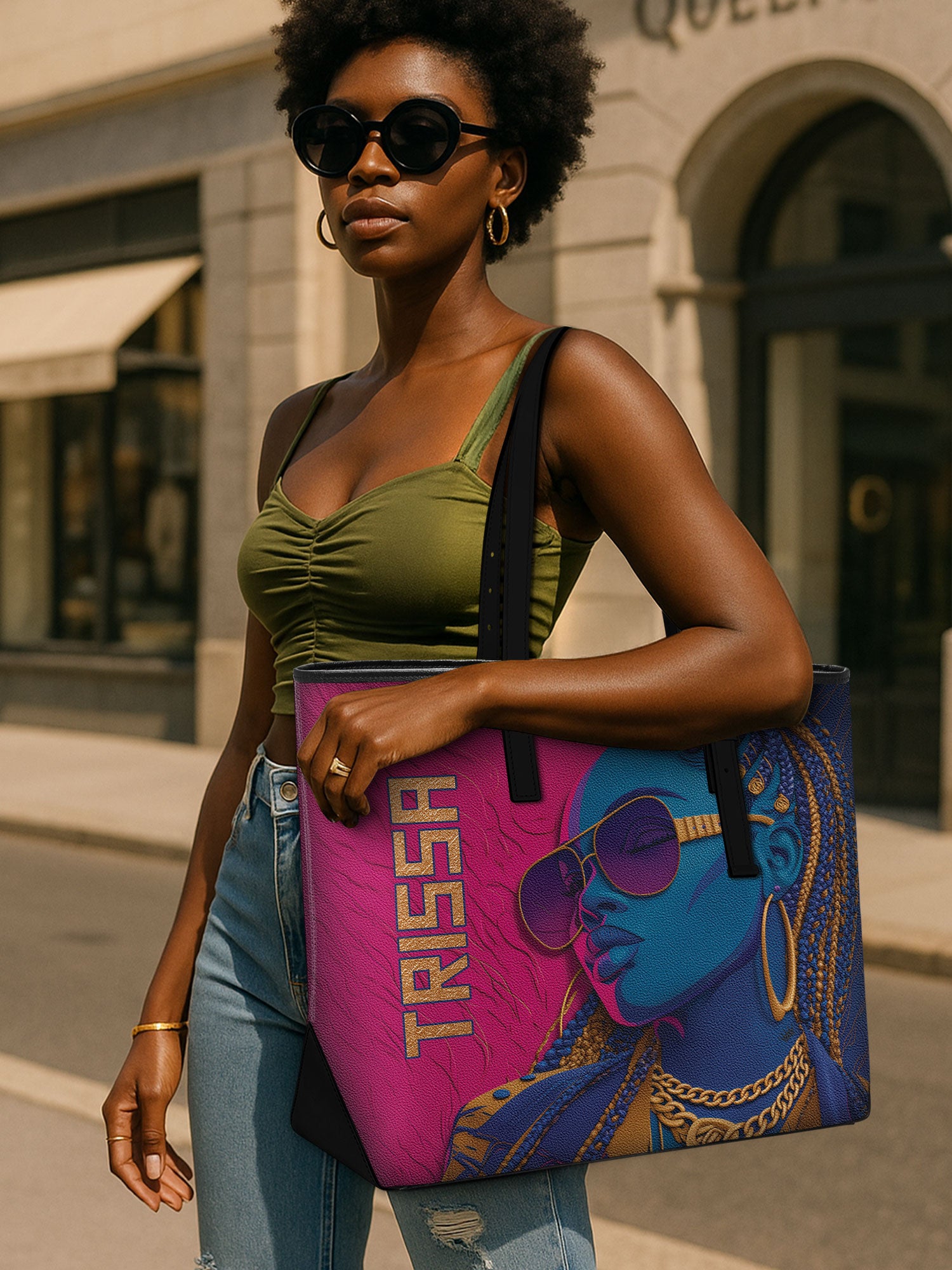 Crowned in Locs Sleek Leather Tote