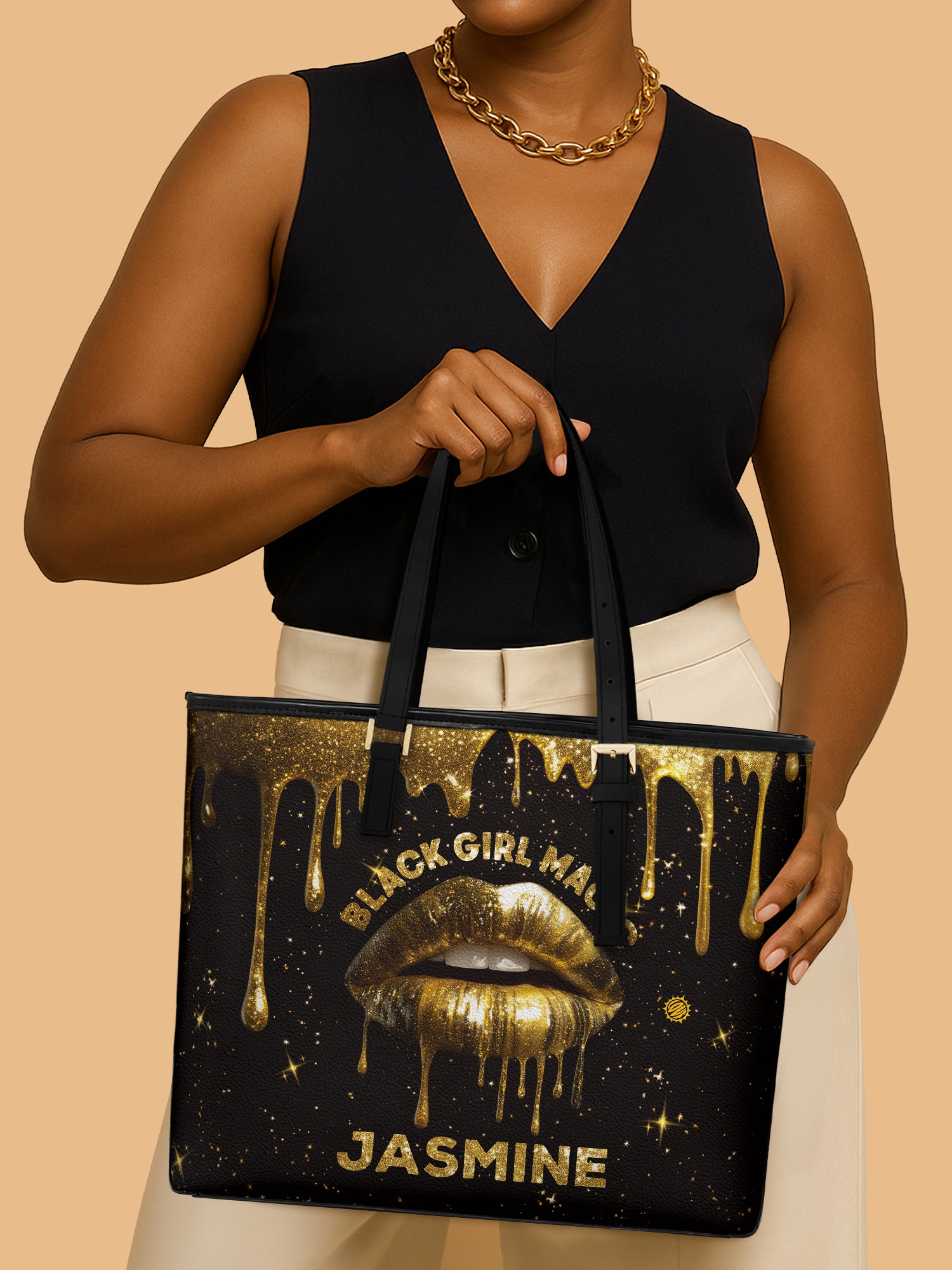 Black Girl Magic Sleek Leather Tote