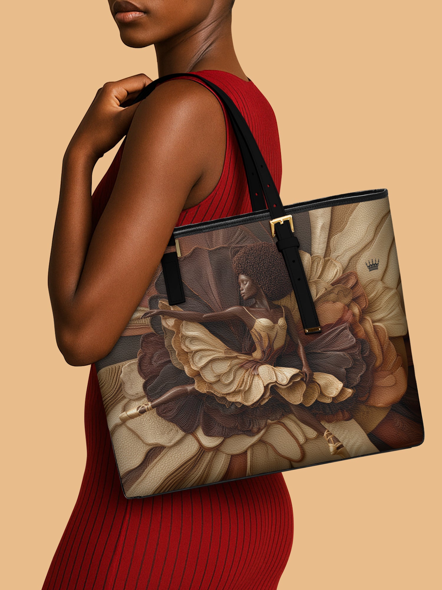 Black Ballerina Sleek Leather Tote QR0TD009