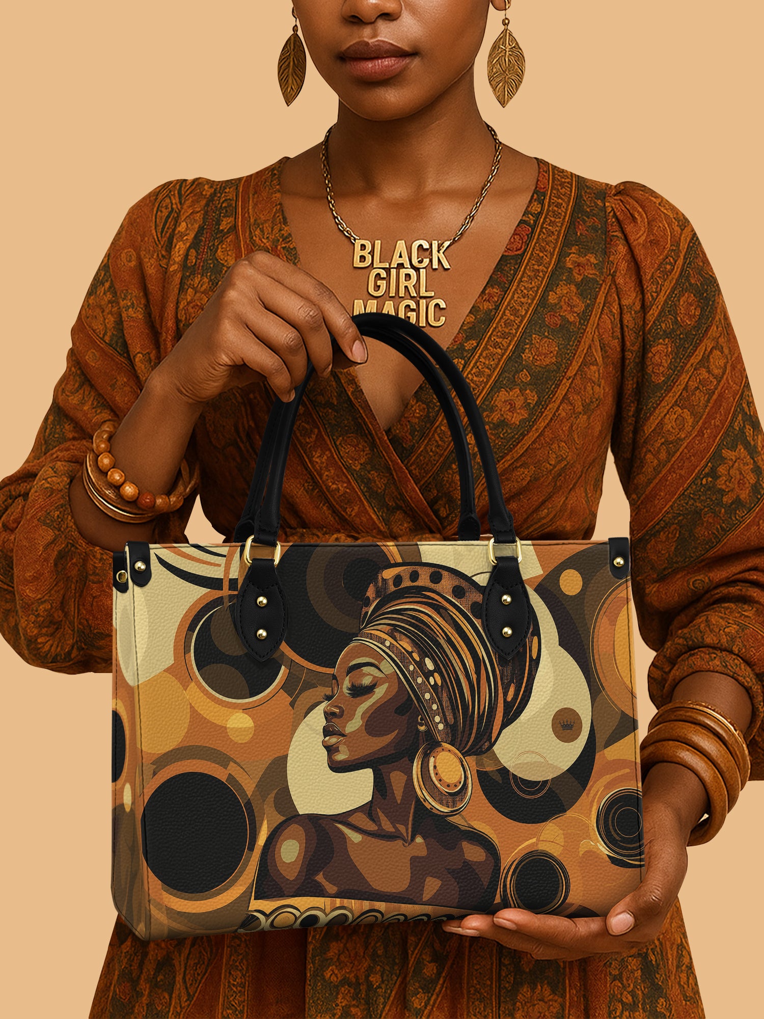 Golden Orbit Premium Leather Handbag QR0XD146