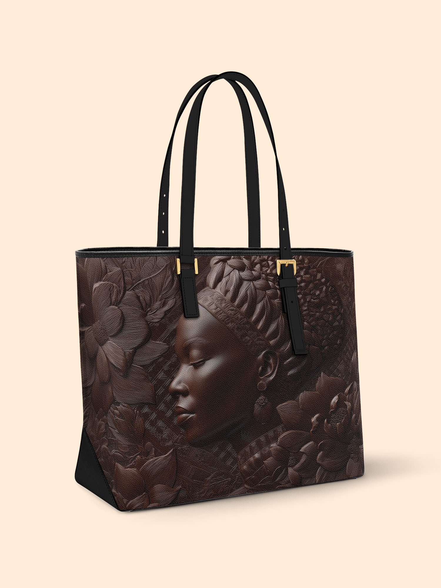 Floral Calm Sleek Leather Tote QR0XD031