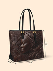 Floral Calm Sleek Leather Tote QR0XD031