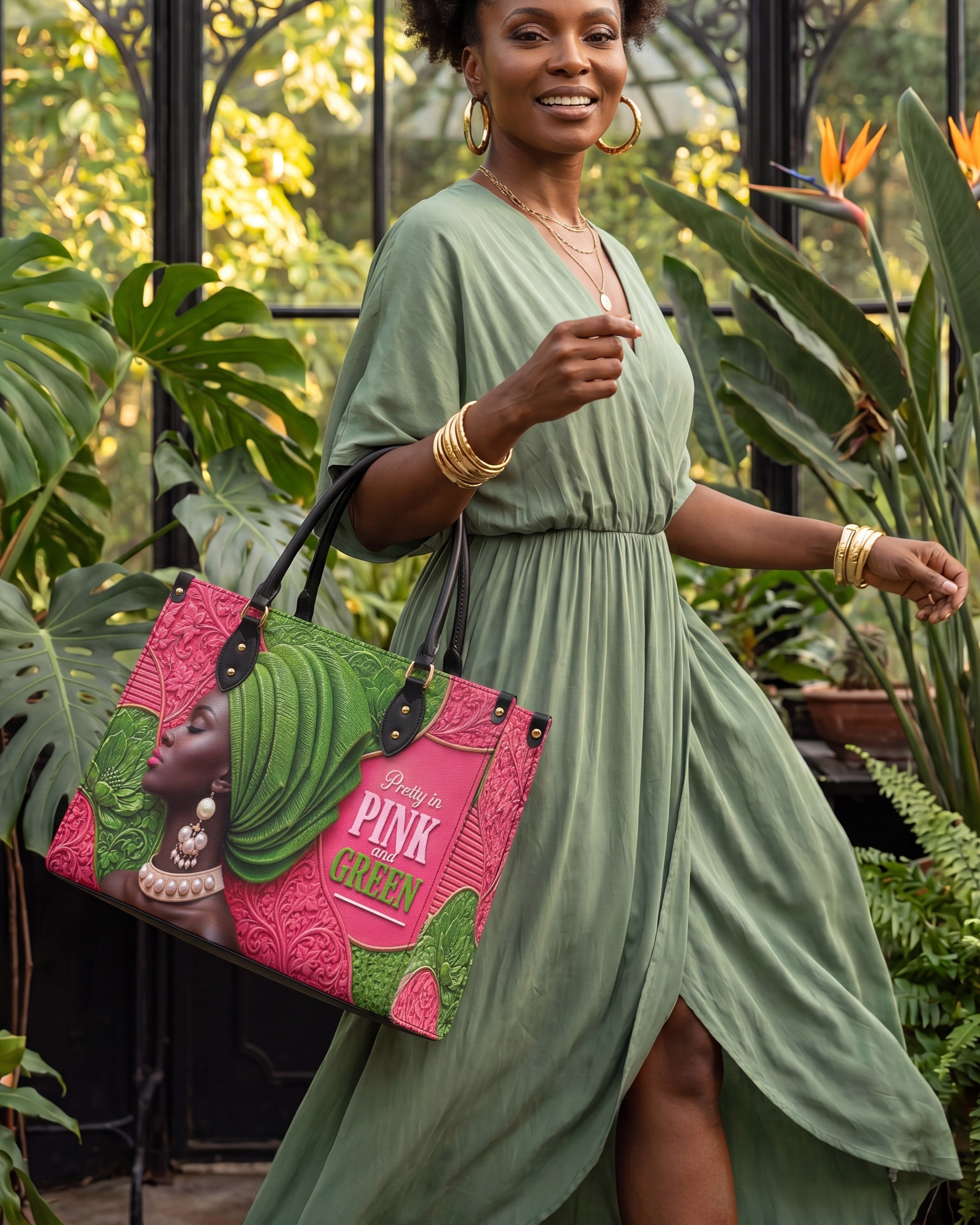 Divine Green Premium Leather Handbag QR0TD705